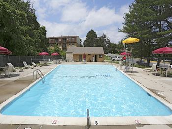 Swimming Pool With Lounge Chairs at Village of Pine Run Apartments & Townhomes*, Baltimore, Maryland